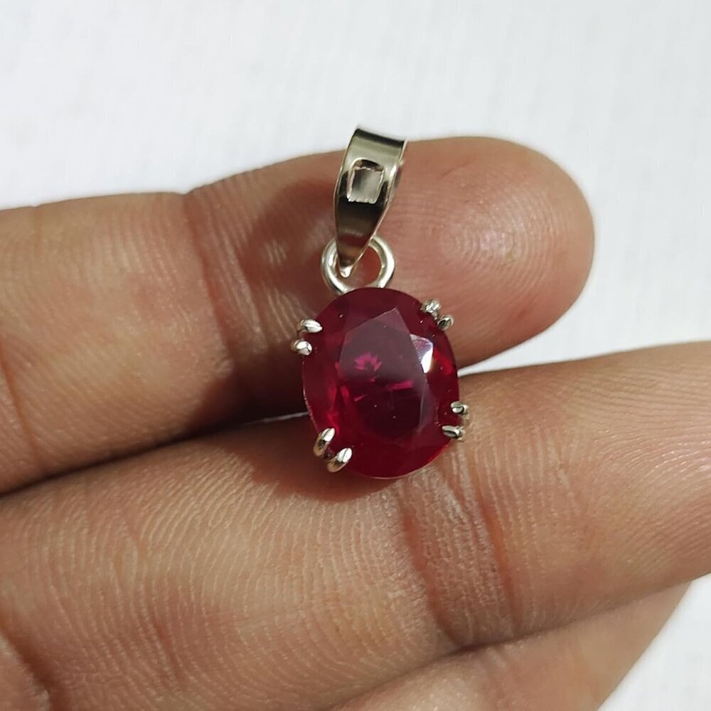 Natural Ruby Pendant Sterling Silver 5.55 CT Oval Gemstone Jewelry for Women - Picture 8 of 9